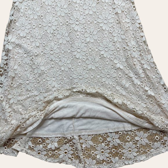Ginger G A-Line Dress Medium M Cream Full Lace Lined Knee Length Stretch - Picture 14 of 16